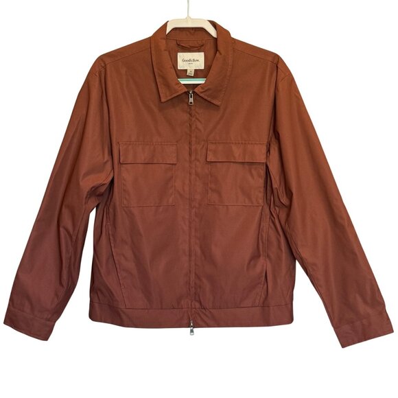 Goodfellow & Co Rust Brown Lightweight Jacket Recycled Polyester Zip-Up Mens M - Picture 1 of 8